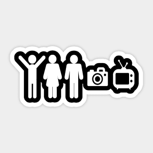 Person woman man camera TV funny anti Trump Sticker